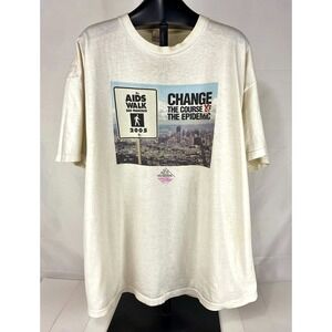2005 AIDS Walk SF T-Shirt Men's XXL Heavy Cotton Cream Change the Course Vintage
